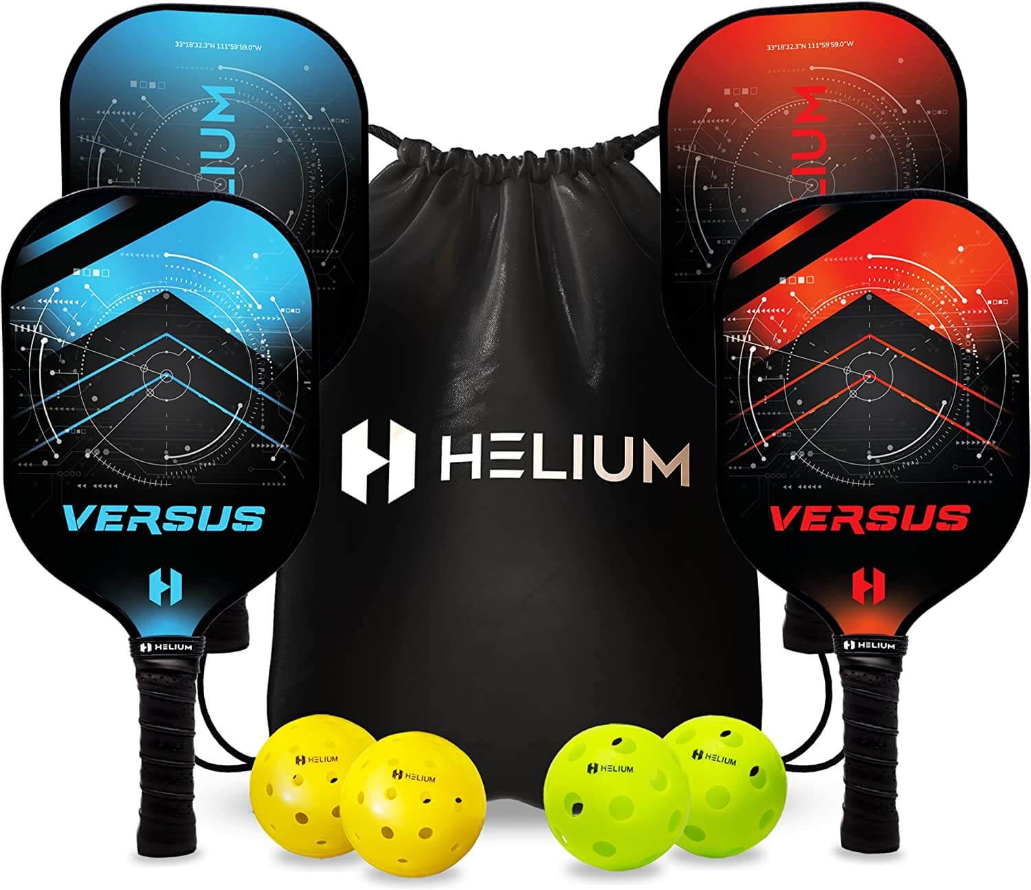 Helium Versus Fiberglass Pickleball Paddle 4-Paddle Bundle