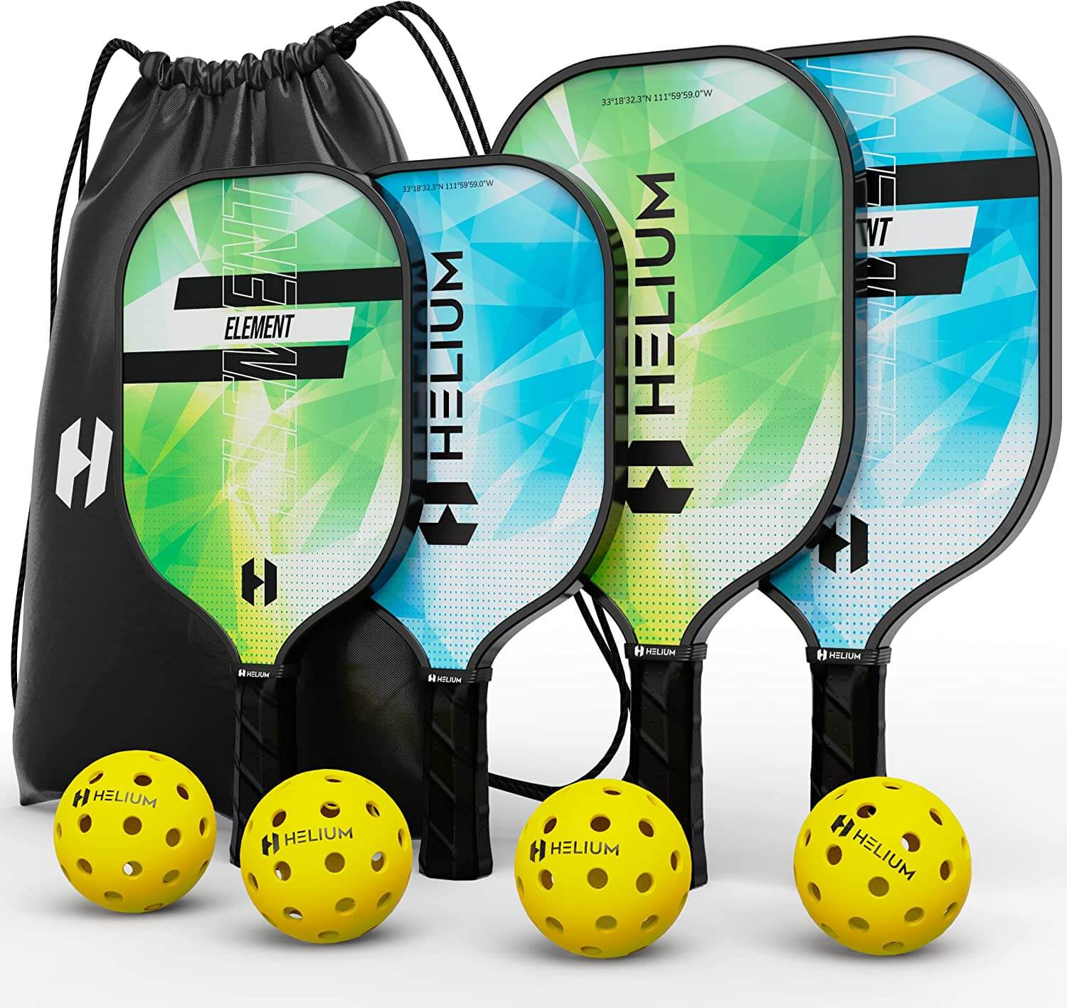 Helium Element Fiberglass Pickleball Paddle 4-Paddle Bundle