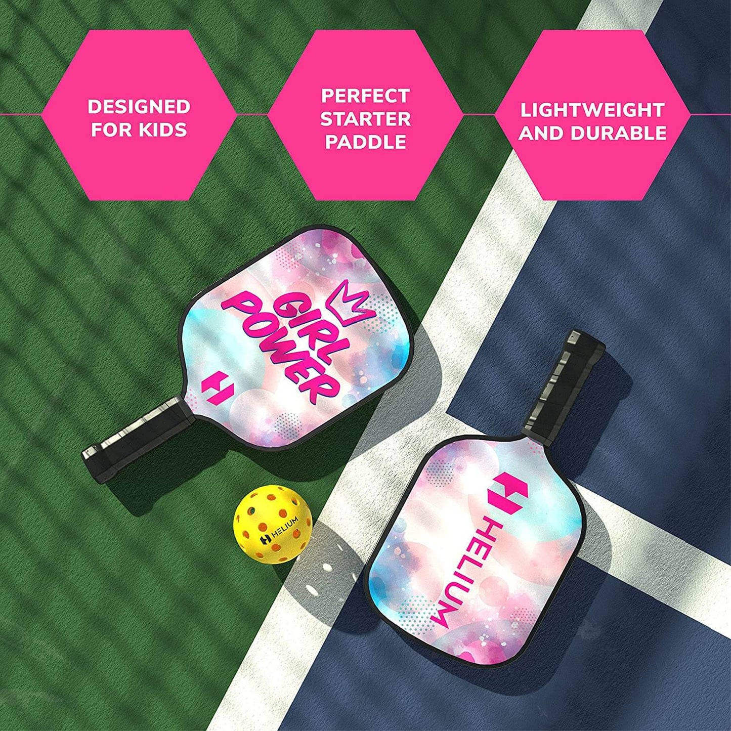 Helium Junior Pickleball Paddle Set - 1 Pack - Girl Power