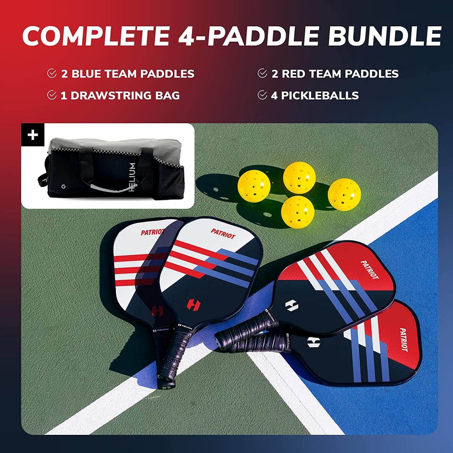 Helium Patriot Fiberglass Paddle - 4-Pack Bundle